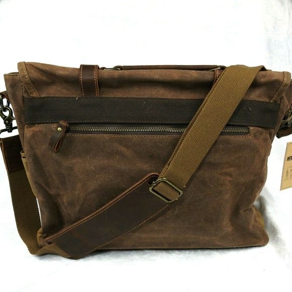 NEWHEY Messenger Bag Canvas Leather Bag - Picture 3 of 8